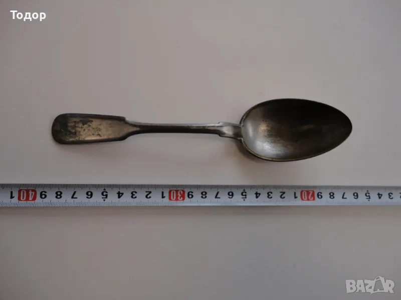 Старинна посребрена бронзова лъжица , снимка 1