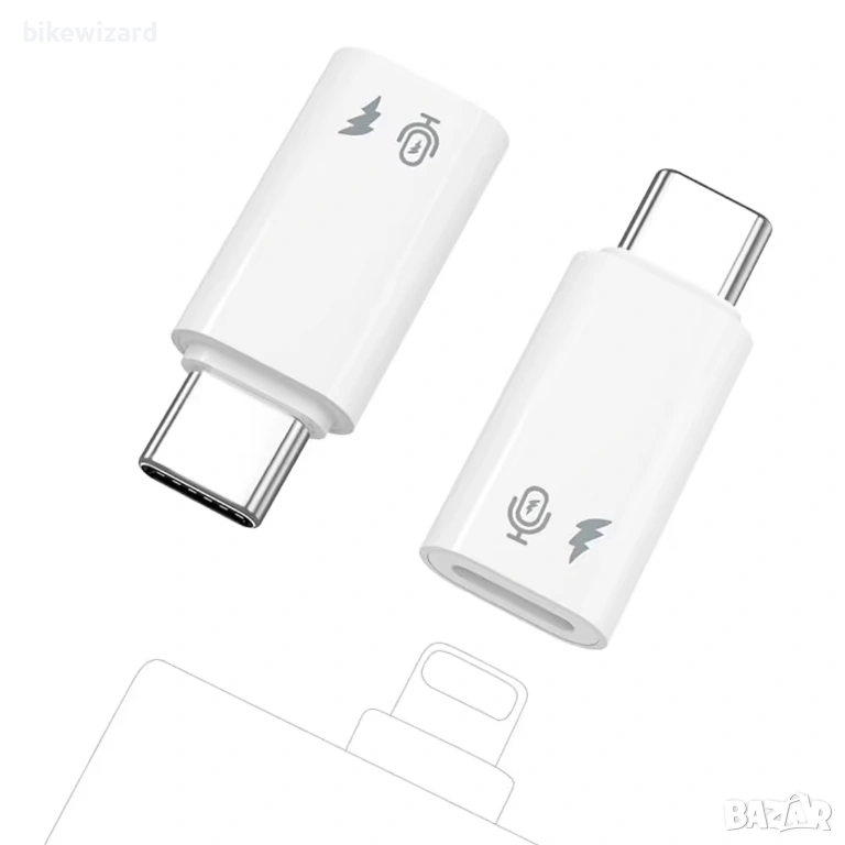 2 броя адаптер за микрофон Lightning към USB-C за iPhone и iPad НОВИ, снимка 1
