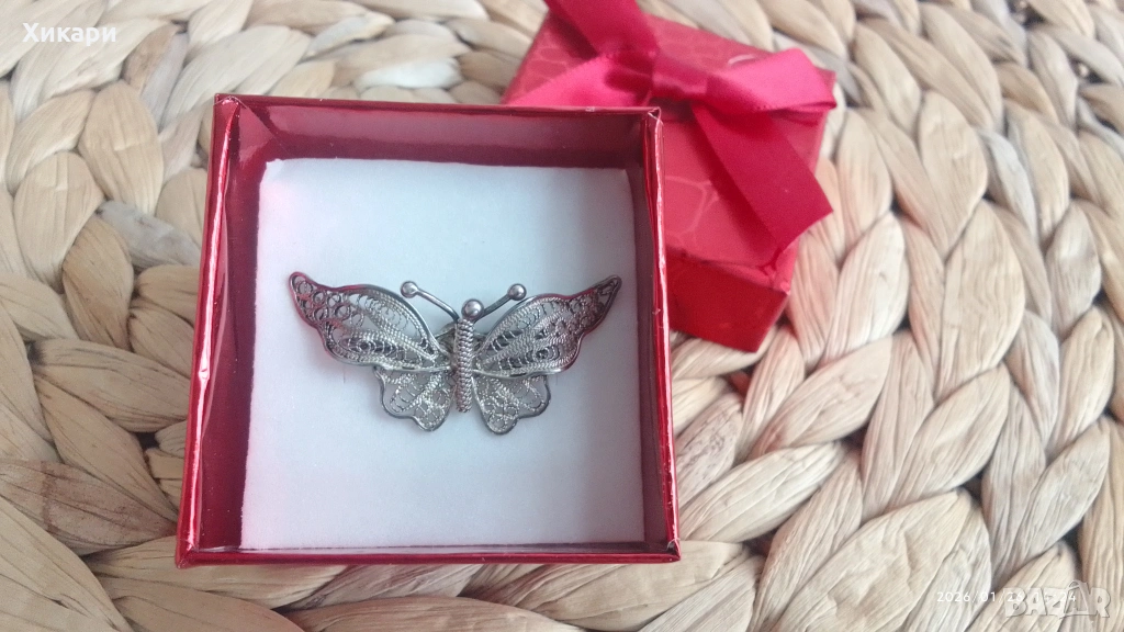 Сребърна брошка филигран/Сребърни пръстени, снимка 1