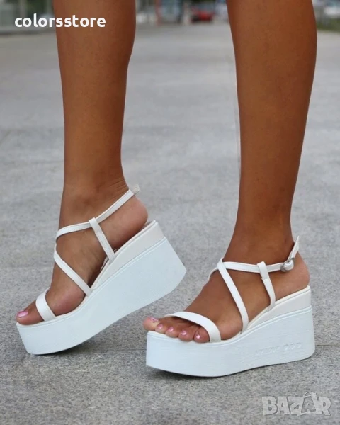 Сандали на платформа - бяла кожа - KL-MN100

, снимка 1