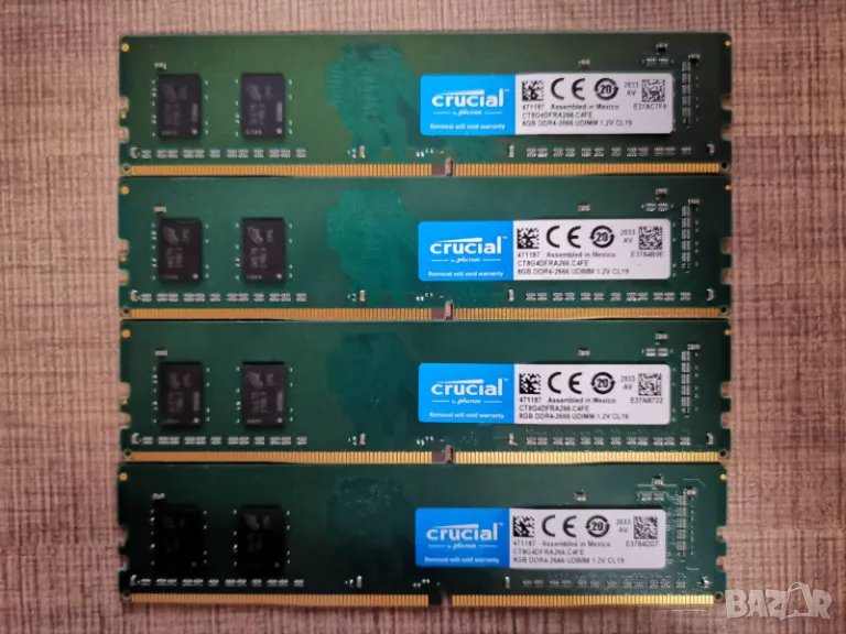 RAM памет за настолен компютър Crucial 32Gb (4х 8Gb) DDR4 2666Mhz, снимка 1