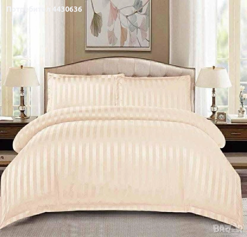 Луксозен спален комплект от сатенен памук – 4 части, снимка 1