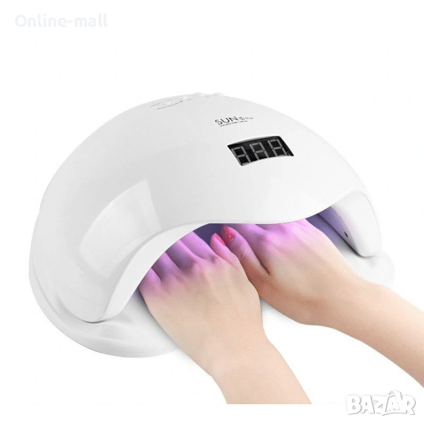 Професионална UV/LED Лампа за Маникюр BLUEQUE SUN5plus – 54W, за Две Ръце, 36 Диода и LCD Дисплей, снимка 1