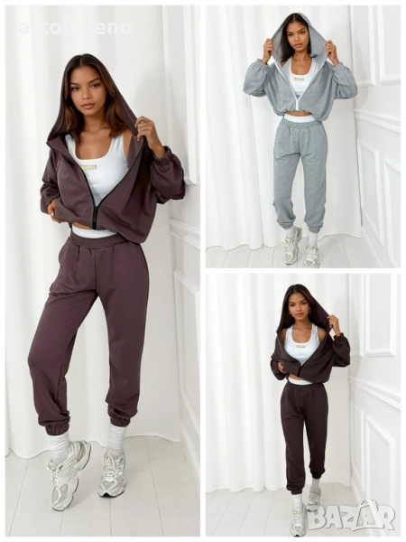 Дамски комплект анцуг Gloria, суитшърт и 7/8 панталон, 3цвята , снимка 1
