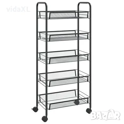 vidaXL Кухненска количка на 5 нива, черна, 46x26x105 см, желязо（SKU:336328）, снимка 1