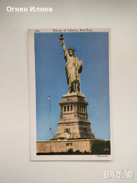 Стара пощенска картичка на Статуята на Свободата, Ню Йорк, САЩ, 1938г., снимка 1
