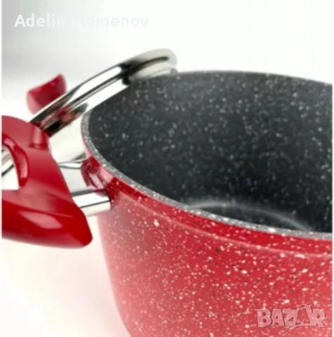 Тенджера Voltz, 3.4л./9.5л., Дълбока, Мраморно покритие, Индукция, Червен, снимка 3 - Съдове за готвене - 53293680