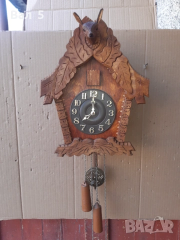 Стенен часовник с кукувица МАЯК - РЯДЪК , ДЪРВЕН, снимка 2 - Антикварни и старинни предмети - 53813719