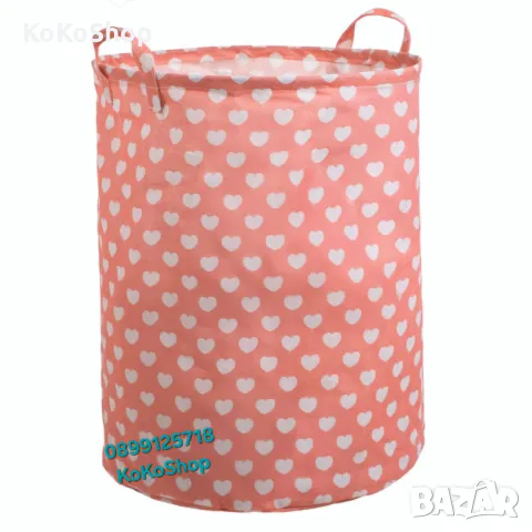 Кош за играчки-Ø35x45 см./розов кош за играчки/органайзер за играчки, снимка 2 - Други - 50070891