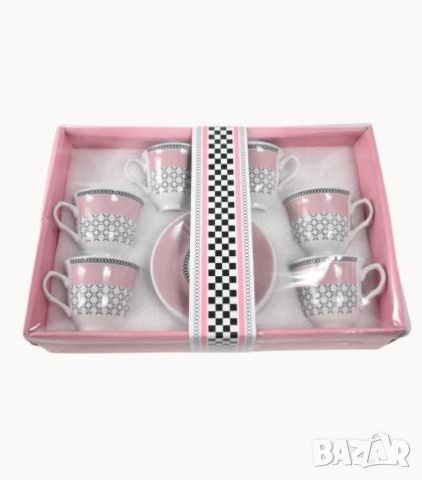 Луксозен комплект от 6 броя чаши за кафе с чинийки, снимка 3 - Чаши - 46420140