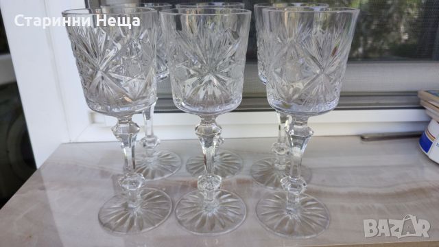 стар кристал чаши за вино  шампанско стари кристални чаши , снимка 4 - Антикварни и старинни предмети - 45275722
