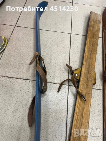 Винтидж детски дървени ски – сини, 90 см, снимка 6 - Зимни спортове - 52879551