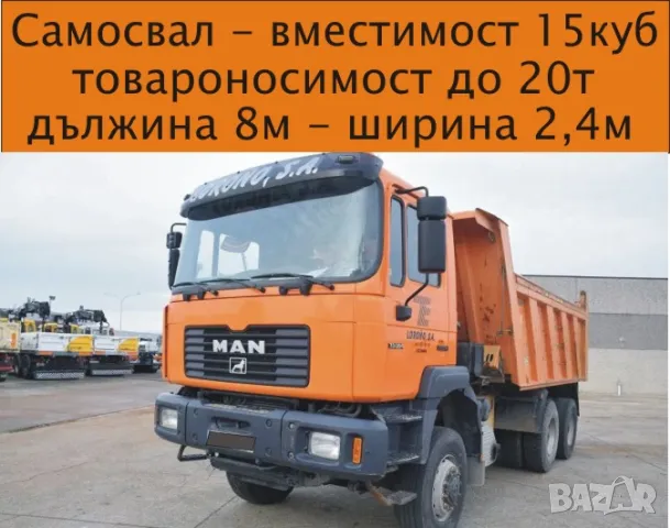 Транспорт с Камион 20 тона товароносимост САМОСВАЛ -автоматично разтоварване, изсипване на НАСИПНИ , снимка 5 - Транспортни услуги - 50431401