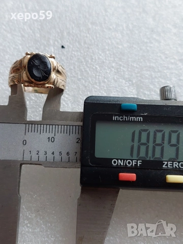 Лот от 4 златни пръстена-диаманти рубин, аметист,оникс,перла,гема,, снимка 9 - Пръстени - 52226850