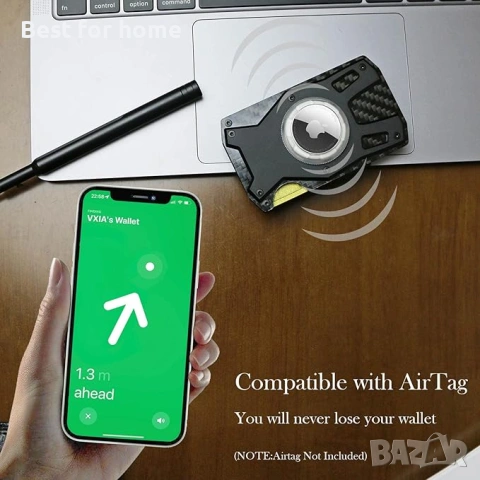 Мъжки портфейл VXIA за AirTag, държач за кредитни карти с RFID блокиране, снимка 2 - Портфейли, портмонета - 53933484