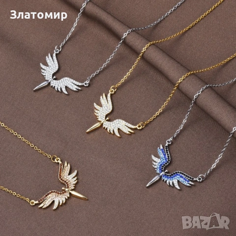 Нежно дамско колие с висулка феникс с камъни 