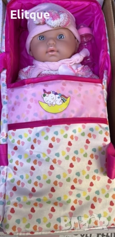 Кукла бебе с пълен комплект – Шише, пижама, легълце и аксесоари - 42 см - НА БЪЛГАРСКИ, снимка 5 - Кукли - 52559831