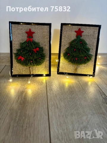 🎄Коледни елхички в рамка🎄, снимка 3 - Декорация за дома - 52531414