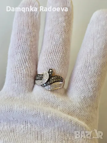 Златен пръстен със 77 Диаманта 14 карата 585, снимка 4 - Пръстени - 50296052