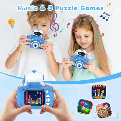 Детска камера GREENKINDER, 2,0 инча, 1080P HD с 32GB карта, за деца на възраст 3-12 години, синя, снимка 6 - Образователни игри - 49627342