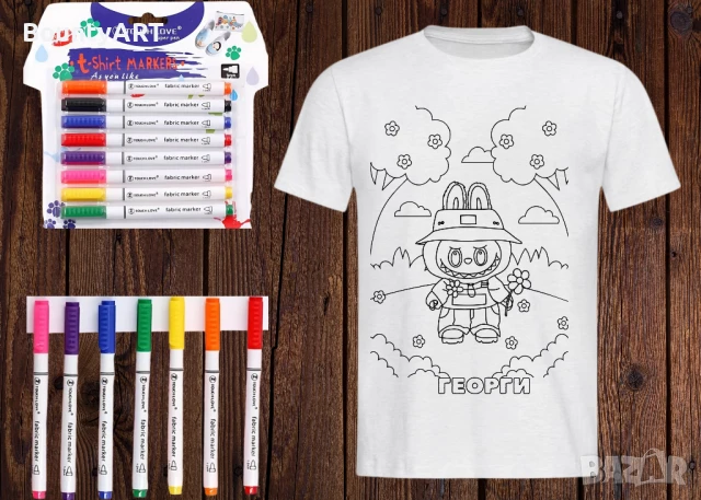 Детски Арт комплект Лабубу. Тениска + Маркери, снимка 11 - Детски тениски и потници - 51068529