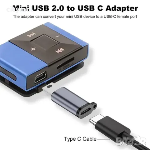Адаптер Type C женско към Mini USB мъжко, снимка 4 - Кабели и адаптери - 49673691