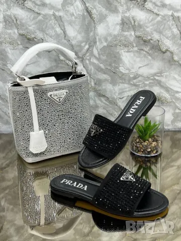 чехли с камъни prada milano, снимка 4 - Чехли - 50405347