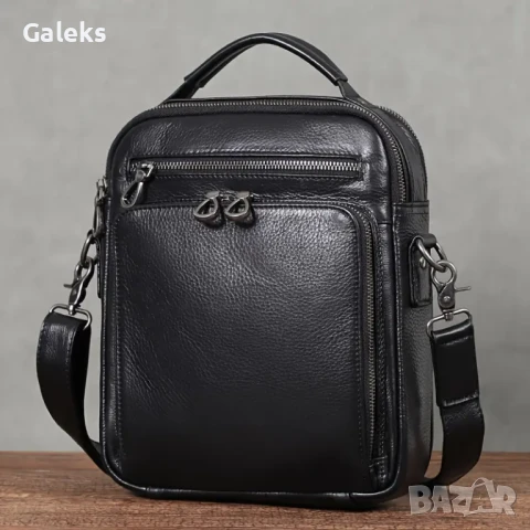  Мъжка ултра/луксозна, премиум кожена чанта /Черна естествена кожа!