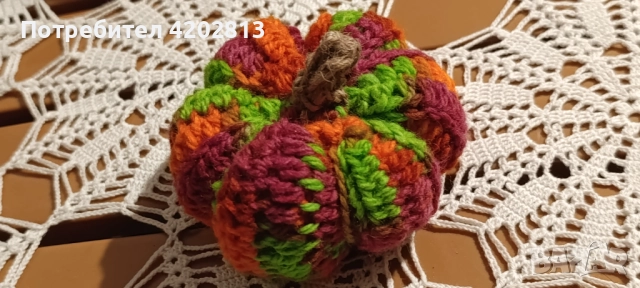 Ръчна изработка . Плетени тикви на една кука а една кука , снимка 3 - Декорация за дома - 51915519