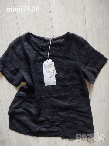 Черна ленена риза , снимка 1 - Ризи - 45918125