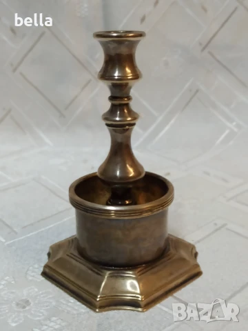 Стилен стра посребрен свещник E.P C.A, снимка 3 - Антикварни и старинни предмети - 50584230