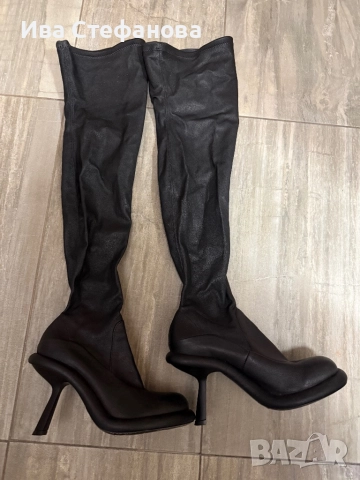 Разкошни Vic Matie нови  дълги черни чизми ботуши до каляното кожени , снимка 6 - Дамски ботуши - 52829975