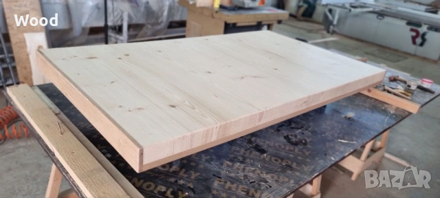 Премиум дървена накладка за маса 140x70 см — бор с дъбово покритие, снимка 2 - Маси - 53808478