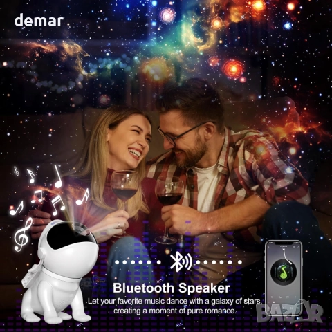 Звезден проектор с 12 диска, 15 бели шума, Bluetooth високоговорител, дистанционно, снимка 4 - Друга електроника - 52974258