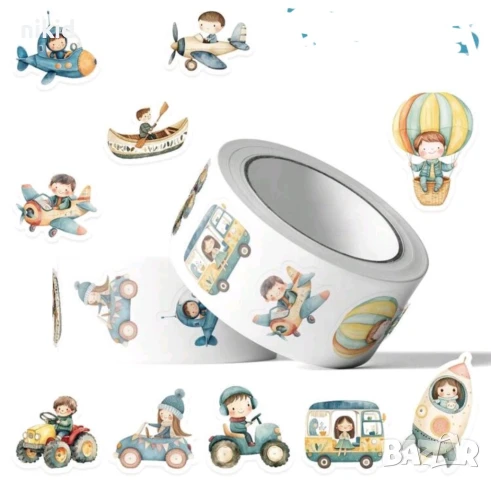 100 бр деца превозни средства малки самозалепващи лепенки стикери ръчна изработка подарък, снимка 2 - Други - 50550494