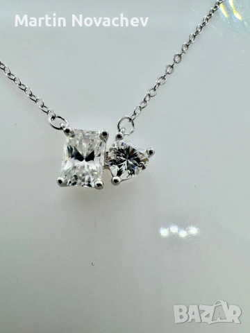 Сребърно колие с мойсанит (Диамант) 1.5 карата, снимка 2 - Колиета, медальони, синджири - 54129852