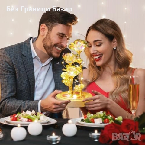 Нова декоративна Роза в стъклен купол LED подарък за мама приятелка жена, снимка 5 - Декорация за дома - 53927319