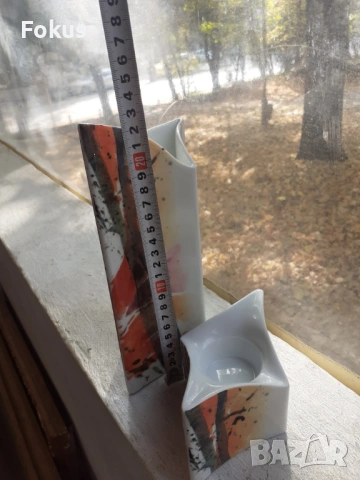 Невероятен дизайнерски комплект ваза и свещник порцелан, снимка 7 - Антикварни и старинни предмети - 53408525