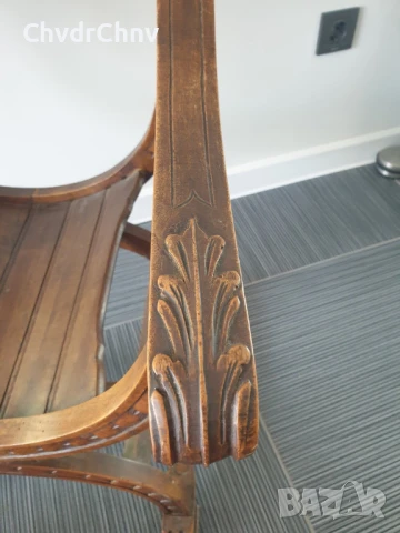 Много стар френски дървен стол-седло/орех/ръчна дърворезба/82см/19-ти век, снимка 7 - Антикварни и старинни предмети - 51301999