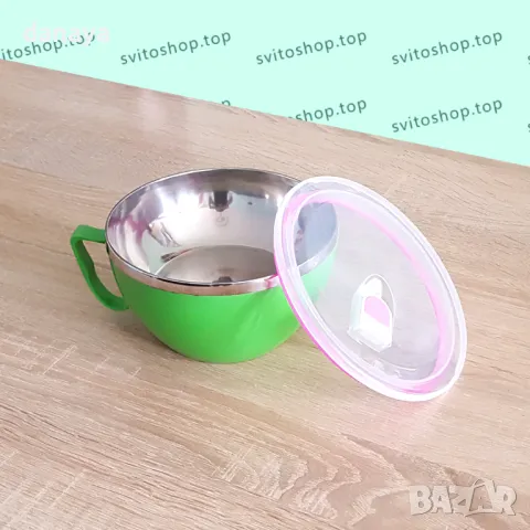 968 Голяма чаша за супа с вакуум капак и дръжка 500ml купа с дръжка, снимка 7 - Чаши - 49751501