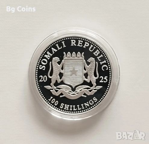 Сребро 1 OZ 2025 Слон , снимка 2 - Нумизматика и бонистика - 51200470