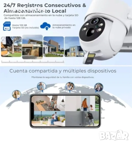 Двойна соларна ICSEE Камера 2 х12 МР+64 Gb карта соларна камера , снимка 5 - IP камери - 53829364