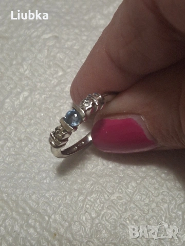 сребърен пръстен с топаз и циркони, снимка 3 - Пръстени - 53977954
