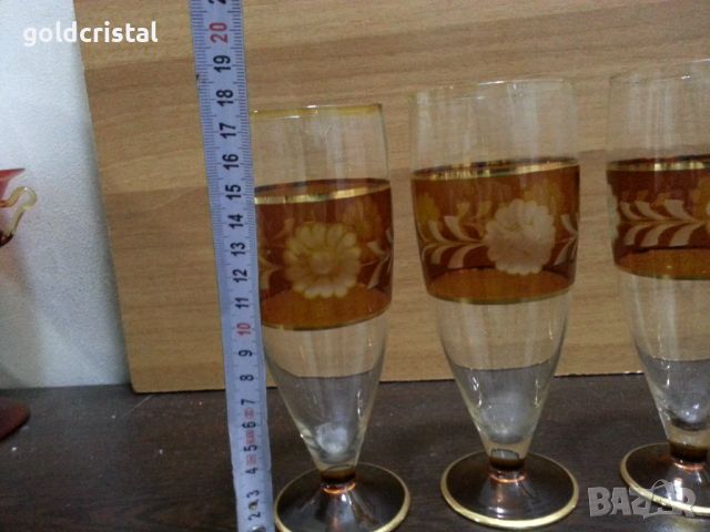 Ретро стъклени чаши цветно стъкло , снимка 5 - Антикварни и старинни предмети - 45906762
