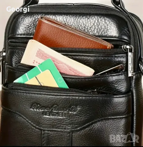 Ежедневно/Елегантна, Лятна Мъжка чанта /Черна Луксозна естествена кожа!, снимка 8 - Чанти - 49306517