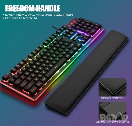 Геймърска клавиатура RedThunder K10 с мишка, Mechanical Feel, геймърски комплект: клавиатура + мишка, снимка 2 - Клавиатури и мишки - 50449955