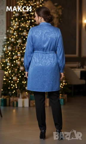 Луксозна маркова туника/рокля в синьо с връзки на талията /аутлет/, снимка 2 - Рокли - 45846776