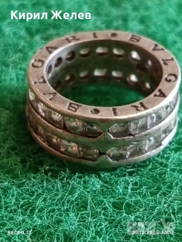 Луксозен сребърен пръстен BVLGARI с кристали марков 22248, снимка 4 - Пръстени - 52909715