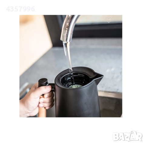 Термокана с дървена дръжка, 950мл., Черна , снимка 4 - Кани - 52375019