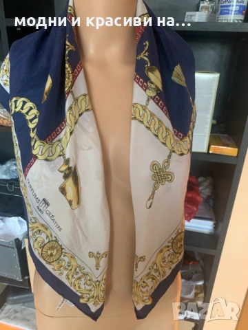 Разкошен копринен винтидж шал Parfums Creatifs Paris, снимка 9 - Шалове - 53632152